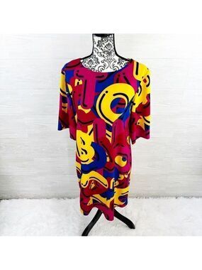 Moschino Boutique Multicolor Print Shift Midi Dress 8